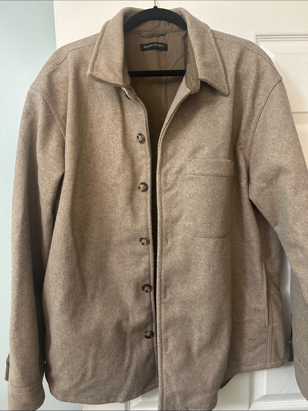 Banana Republic Men's Tan Button-Front Shirt Jacket
